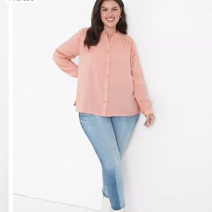 Lane Bryant Women's Pink Button-Up Blouse